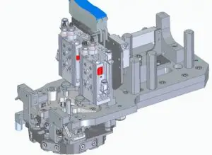 Baugruppe mit mehreren Zylindern, Führungen, Haltern und mechanischen Komponenten